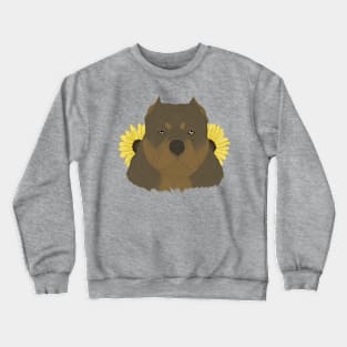 Chocolate Tan American Bully with Sunflowers Crewneck Sweatshirt